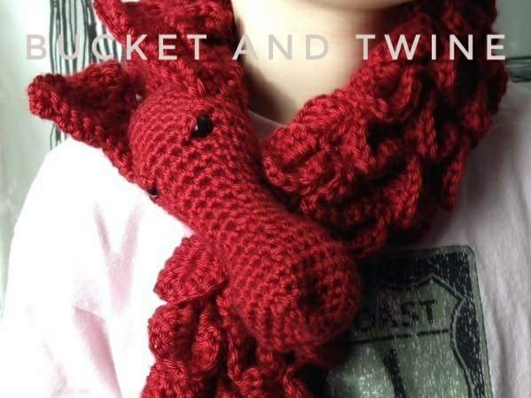 crocodile stitch, Caron Simply Soft, dragons, scarf